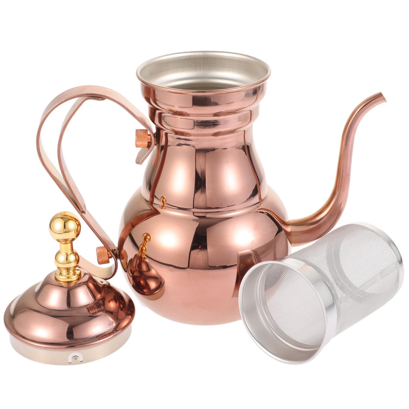 OSALADI Théière en acier inoxydable avec passoire 700 ml Style oriental Bouilloire à café Long bec étroit pour thé Maison Bureau Gastronomie