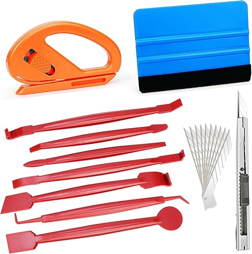 Kit de herramientas de vinilo para envolver el automóvil, juego de herramientas de tinte de película de ventana con escobilla de borde para
