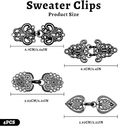 Miniatura 2 de 4 clips de suéter vintage, clips para suéter para cárdigans para sujetar el suéter juntos, cierre de cuello de chal, broche de camisa y clips de