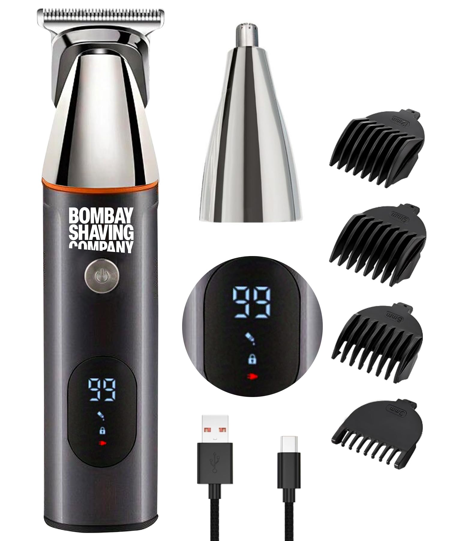Bombay Shaving Company Premium Multi Grooming Trimmer for Men | Body and Beard Trimmer for Man | Multi Styling Rotary Comb, IPX6 Waterproof, 90 Min Run Time, 2 Hrs Charge Time | 1 PC