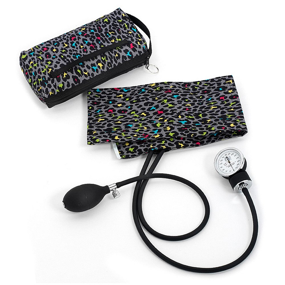 Prestige Medical Premium Aneroid Sphygmomanometer with Carry Case, Leopard Print Grey