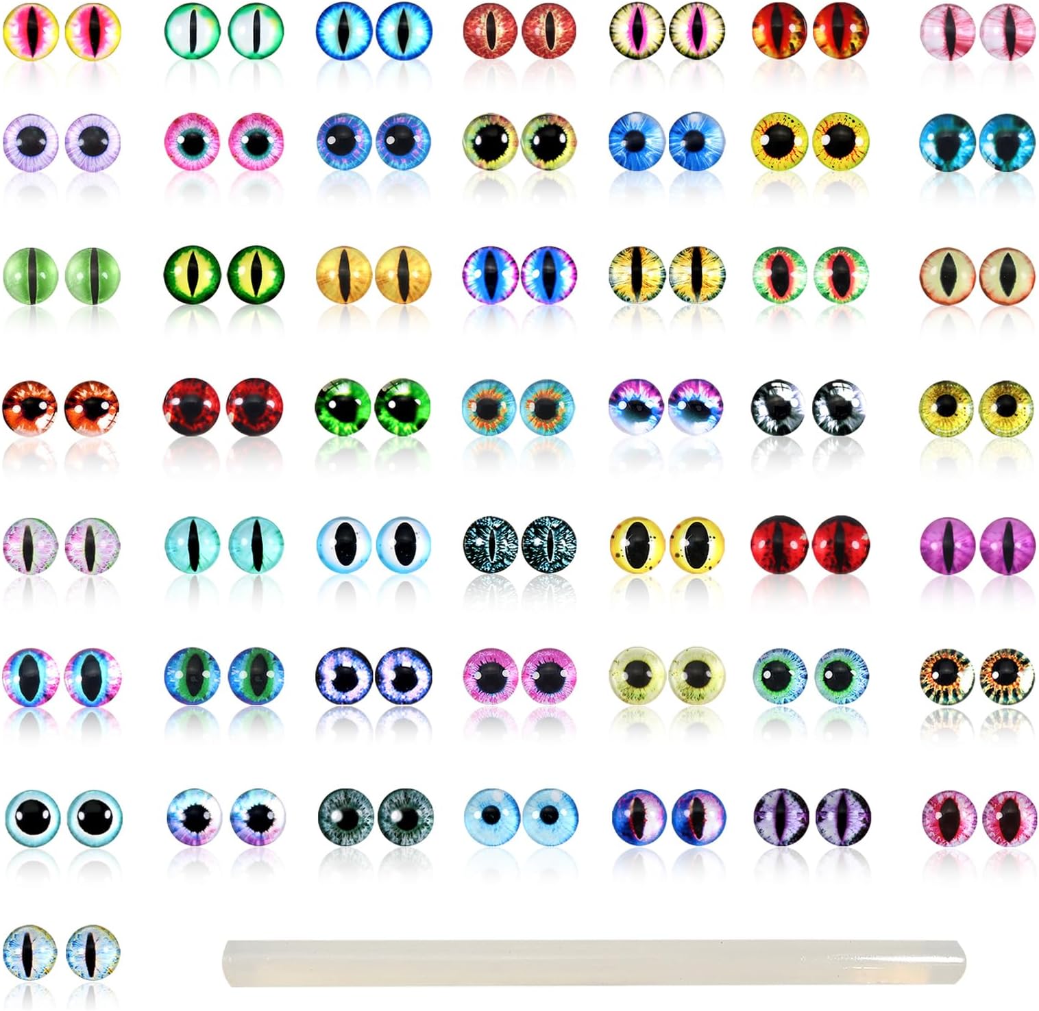 TOAOB 100pcs Assorted Colors Glass Dragon Eyes 8mm Crafts Cabochons for Clay Doll Making Sculptures Props and DIY Jewelry Making Findings