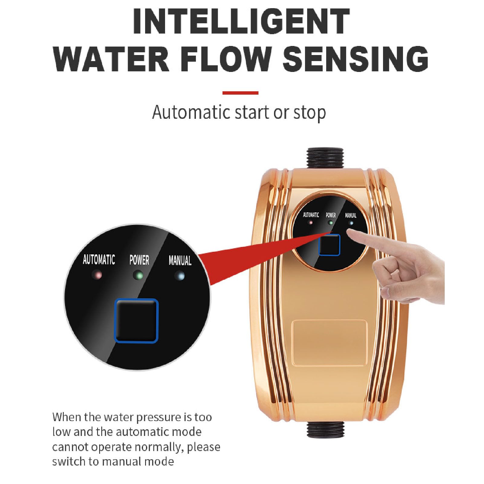 Bomba de Presión de Agua Automática de 80W, Refuerzo Silencioso de Alta Elevación para Ducha con Calentador de Agua Solar Doméstico (Enchufe europeo 100-240 V)