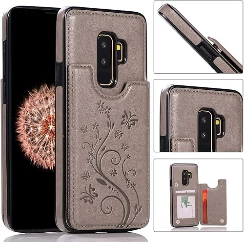 Miniatura 9 de Funda de teléfono para Samsung Galaxy S9 Plus con protector de pantalla de vidrio templado, tarjetero y soporte para tarjetero, soporte para celular