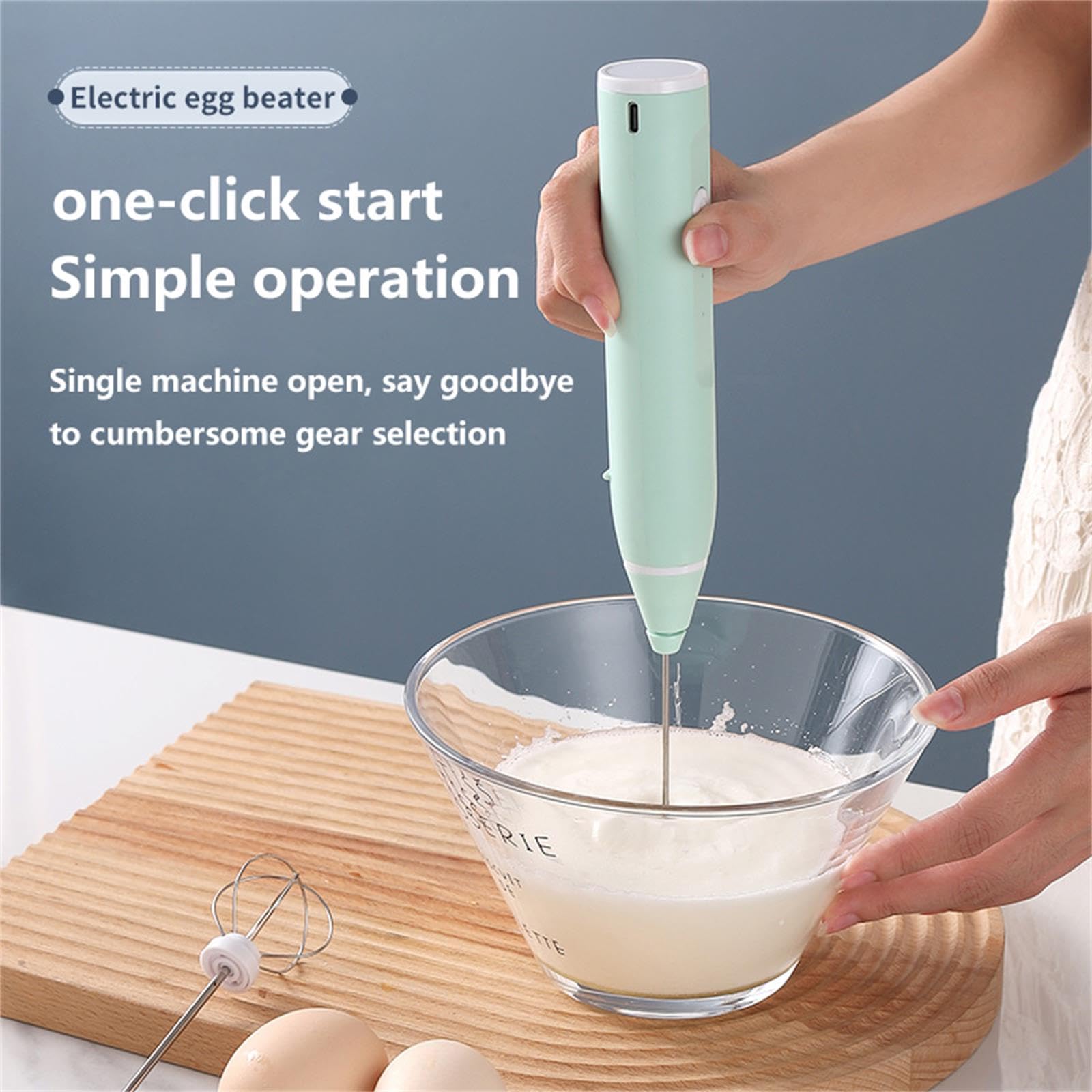 Mini mezclador de mano, batidor eléctrico inalámbrico para huevos, leche, café y alimentos para bebés, fuerte de tres velocidades ajustables 6