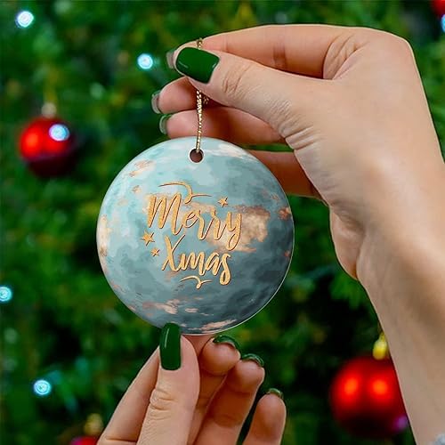 Miniatura 4 de Two-Side Printed Cosmic Galactic Planet Ceramic Christmas Ornament, Novelty for Family Friends Kids, Astronomy Fans Christmas Keepsake Pendants
