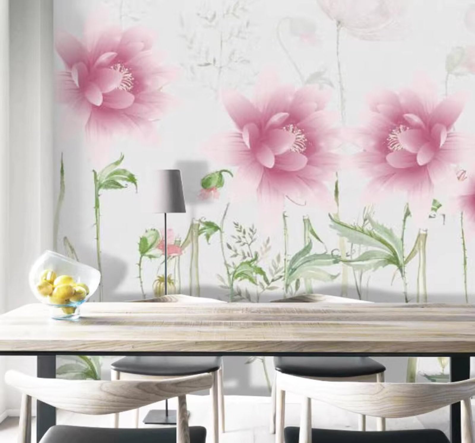 Fresh Minimalist Rustic Hand Drawn Floral 3D Wallpaper Easy Install Feature Office Living Room Sofa Bedroom TV Background Wall Decoration-250cm×170cm