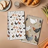 2 Pcs Chicken Kitchen Towels 24x14 Inch, Chicken Reusable Tea Towels for Kitchen Bathroom Home Farmhouse Decor, Chickens Gifts for Women Mom Grandma-2