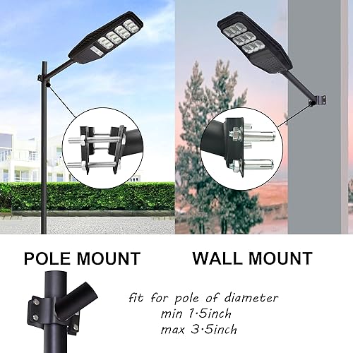 Miniatura 3 de Poste de luz de calle, brazo de montaje de luz de calle, tubos gruesos de metal negro, resistente al óxido, impermeable, adaptador de luz de