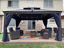 PURPLE LEAF 12' X 14' Hardtop Gazebo Canopy with Curtains