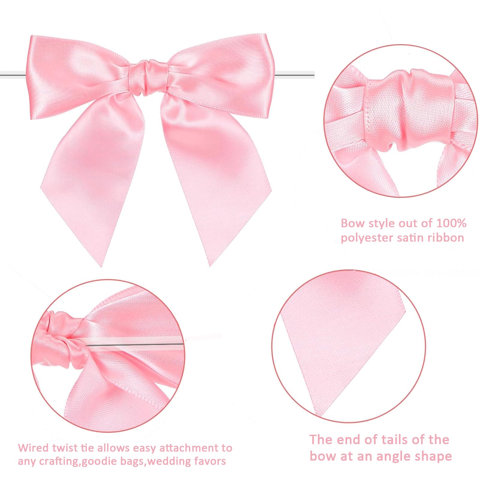 50 Nœuds Antenne en Satin Artisanal - Pour Décoration Automobile, Mariages et Fêtes LILAS RUBAN
