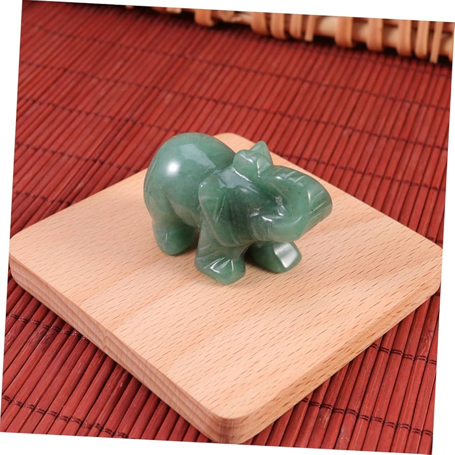 Amazon｜USHOBE 彫像 置物 風水 水 象 像 翡翠 象 彫刻 翡翠 象
