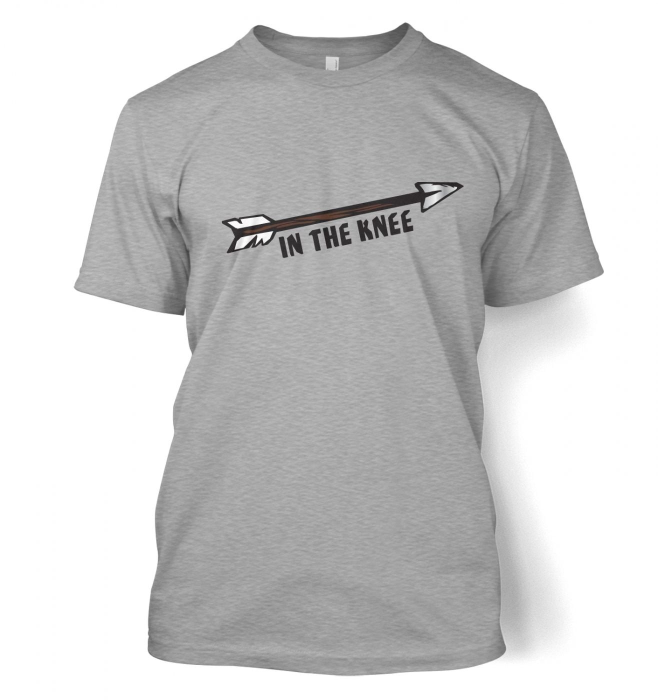 Gaming Tshirts By Big Mouth Men's Sport Grey Cartoon Arrow In The Knee T-Shirt - Gamer Gaming Geeky Tshirt