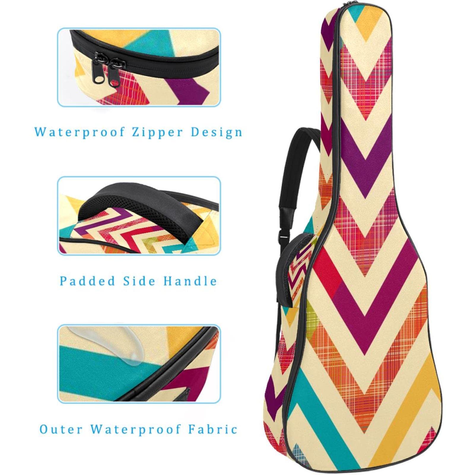 Torba na gitarę akustyczną wodoodporna gitara plecak gruby miękki wyściełany morze ocean ryba klasyczna gitara obudowa, Kolor3, 42.9x16.9x4.7 in, Organizer do torby
