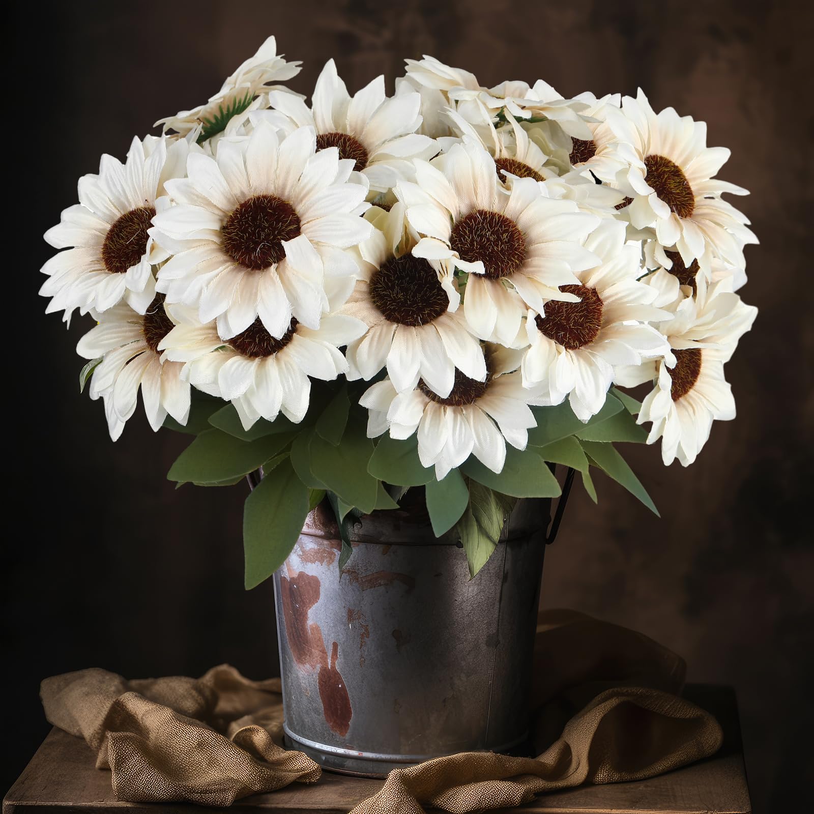 Künstliche Sonnenblume mit Stielen, Blumenstrauß, künstliche Pflanzen, UV-beständig, Kunststoff, Kunstblume für den Außenbereich, kein Verblassen, für Hochzeit, Herbst, Garten, Zuhause, Fensterkasten,