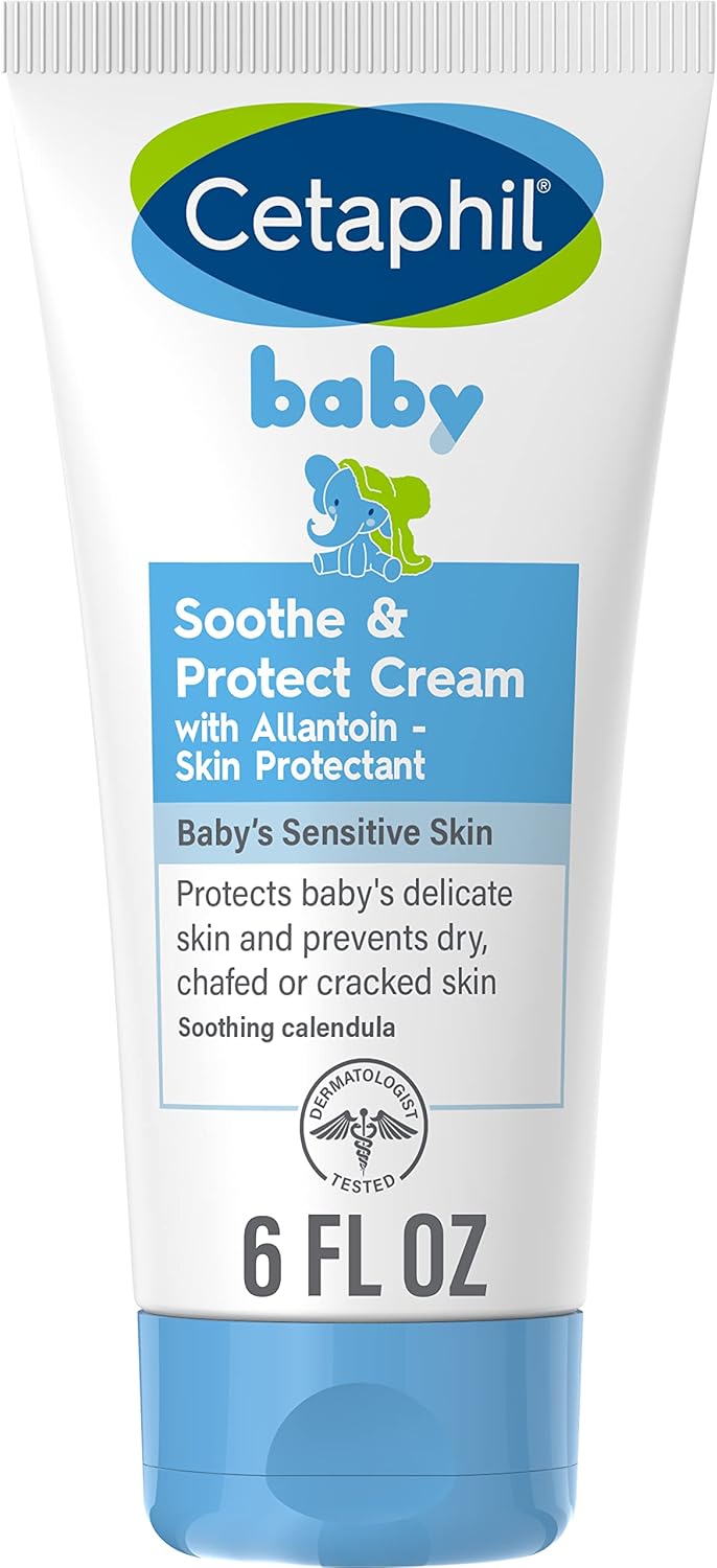 Cetaphil Baby Soothe & Protect Cream with Allantoin Skin Protectant, 6 oz, Prevents Dry, chaffed or Cracked Skin, Baby Cream moisturizes for 24 Hours, Non-Greasy (Packaging May Vary)