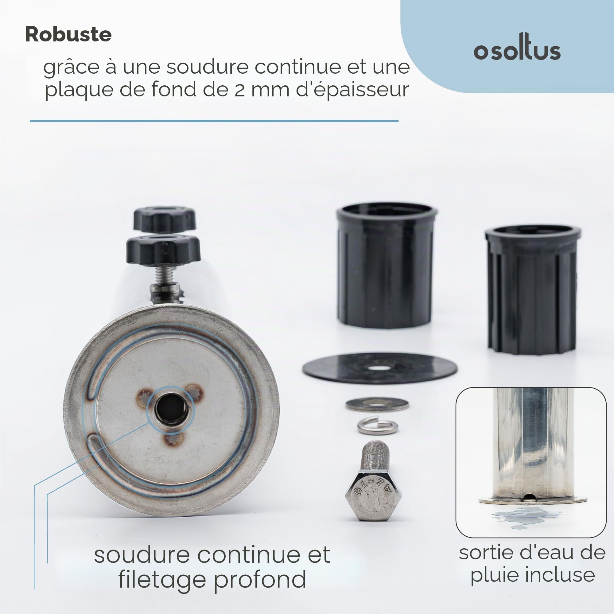 osoltus Support Universel en Acier Inoxydable pour Parasol en Granit 30/40 kg