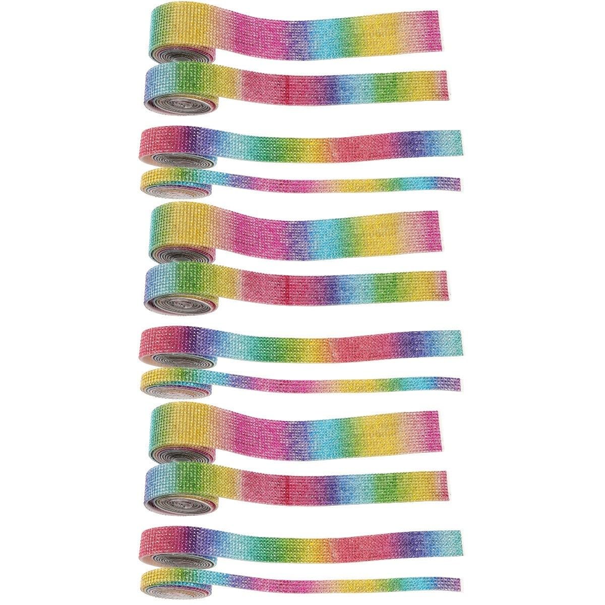 Operitacx 12rollen Selbstklebende Kristall-strassbänder Funkelnde Rhinestone-tapes Regenbogenfarben Für Diy-dekorationen Hochzeiten Kostüme Handwerk Und