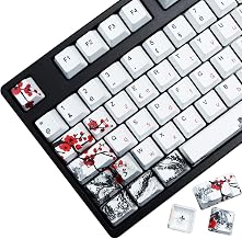 MOLGRIA Keycaps 111 Set for 62 105 109 Mechanical Keyboard, Custom PBT OEM Profile Key Caps for French with Keycap Puller for Kailh Cherry MX Switch ISO Layout Keyboard(Plum Blossom)