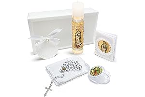 Baptism Candle Set for Boy Catholic - 5 Pcs Baptism Kit with...