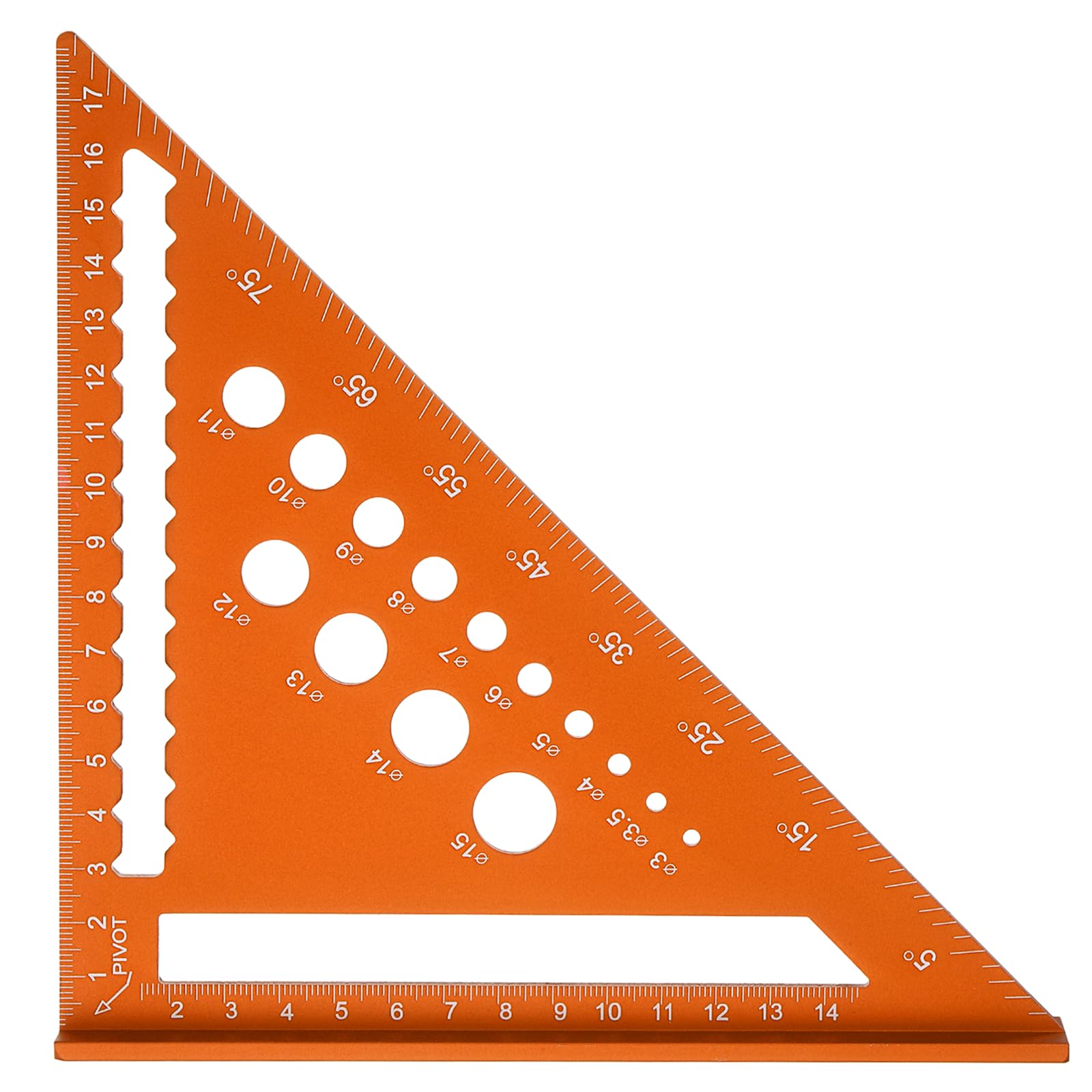 sourcing map Metal Square Ruler 7" Aluminum Alloy Carpenter Square Metric Woodworking Rafter Square Precision Scribing Tools with Rafter Conversion Table for Measuring and Marking, Orange