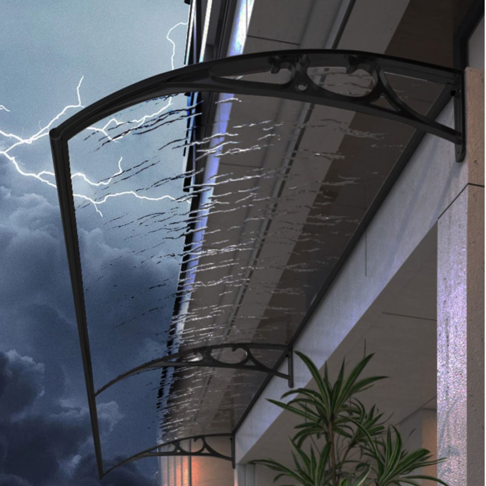YHKJLYH door canopy outdoor door canopies porch canopy Window Rain Shelter Cover,Front Door Canopy Outdoor Awning Patio Porch Awning,Self Cleaning,with Transparent Polycarbonate and Frame Rain Canop