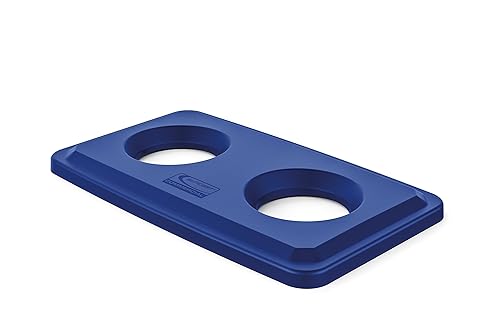 Suncast Comercial TCNLID01 Slim Trash Can, doble tapa, Azul, 1