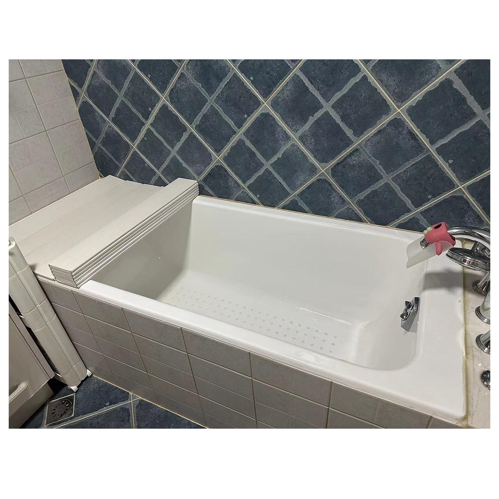 JKJZSALJ Multifunctional Foldable Bathtub Tray & Insulation Cover - 0.6Cm Thick Dustproof Storage Shelf For Bathroom - Perfect For Relaxation & Nization,White-80x138x0.6cm