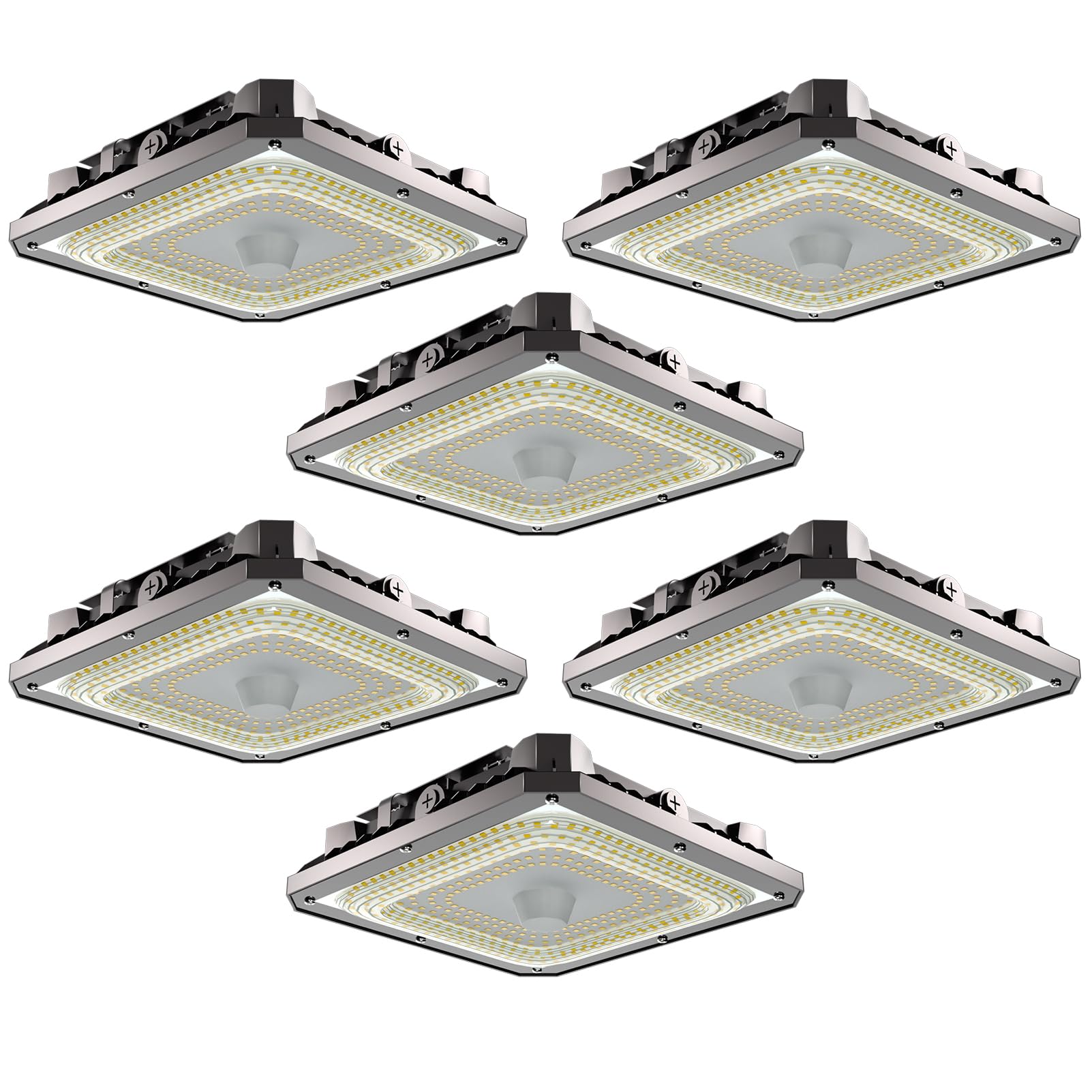 Lightdot 6Pack 100W Garage Led Ceiling Lights, Large Coverage 15000LM Canopy Lights Outdoor LED for Garage Carport Entrance Porch Barn 5000K, 100-277V IP65 Waterproof, ETL Listed