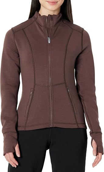 Amazon Essentials Women's Active Sweat Slim-Fit Zip-Through Jacket with Thumbholes