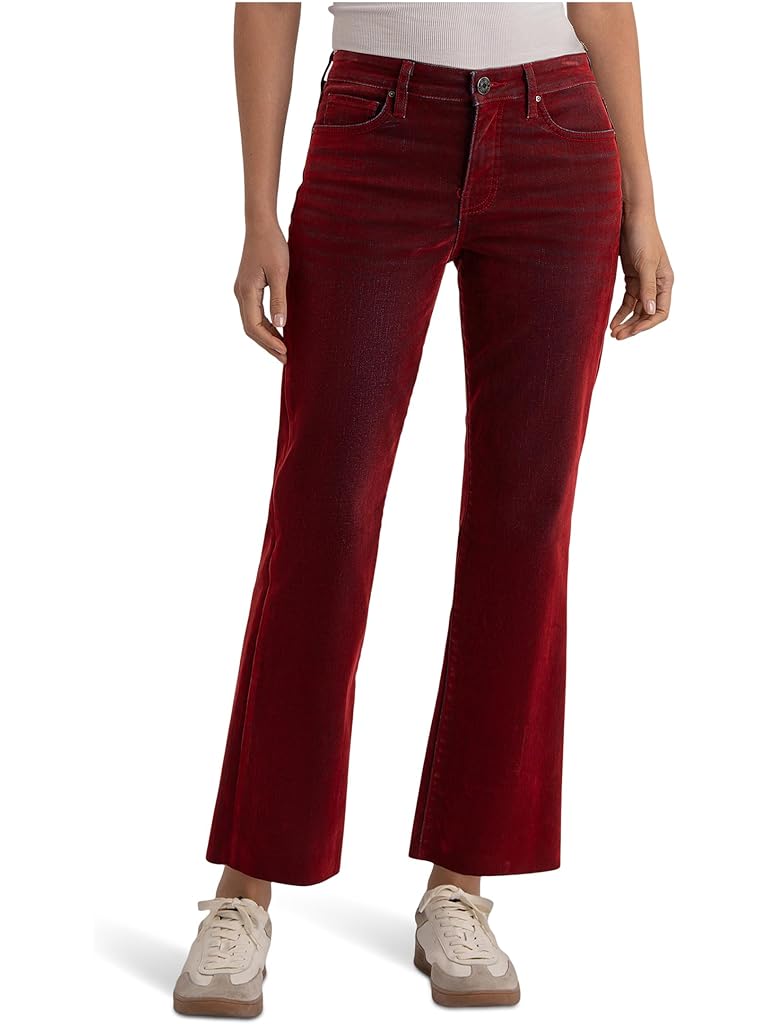 Red KUT from the Kloth Kelsey High-Rise Fab AB Ankle Flare With Raw Hem