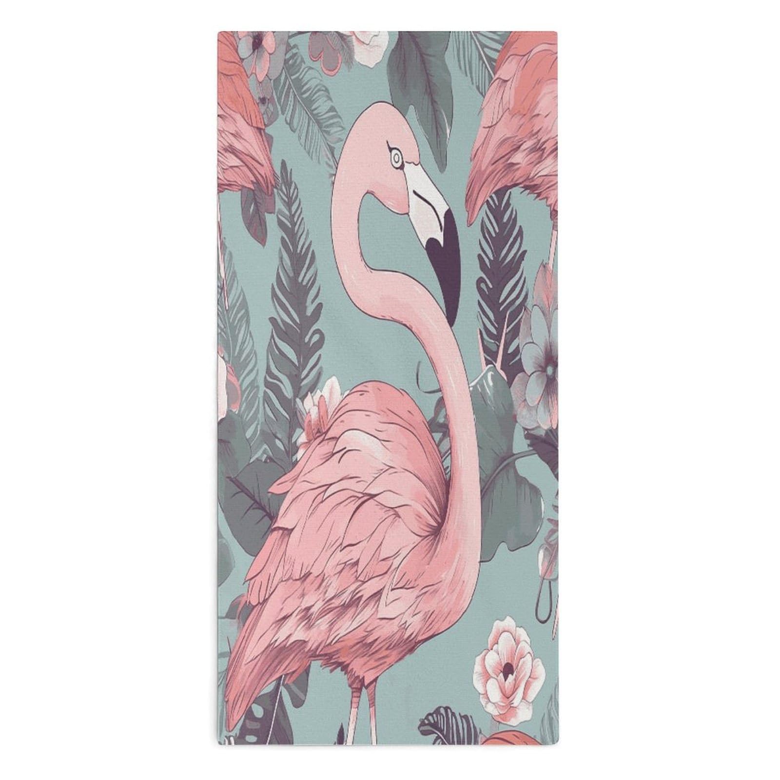 Fodpand Style Flamingo2 Microfiber Towels, Decorative Bath Towel Soft & Lightweight, Hand Towels Multipurpose Use For Bathroom, Pool, Gym, Spa, And Hotel Use