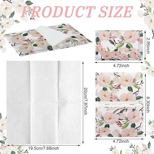 Miniatura 3 de PerKoop Paquete de 100 pañuelos Magnolia de tamaño de viaje, pañuelos faciales de bolsillo a granel, 3 capas, tejidos delgados, desechables, tamaño