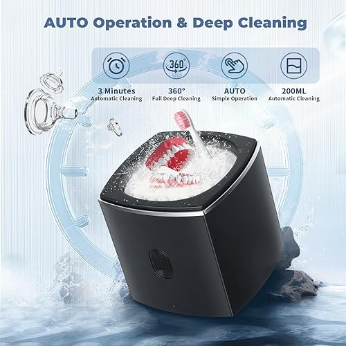 Miniatura 4 de Limpiador ultrasónico de dentadura, limpiador ultrasónico de joyería de 43 kHz para retenedor, protector bucal, alineador, frenos, cabezal de