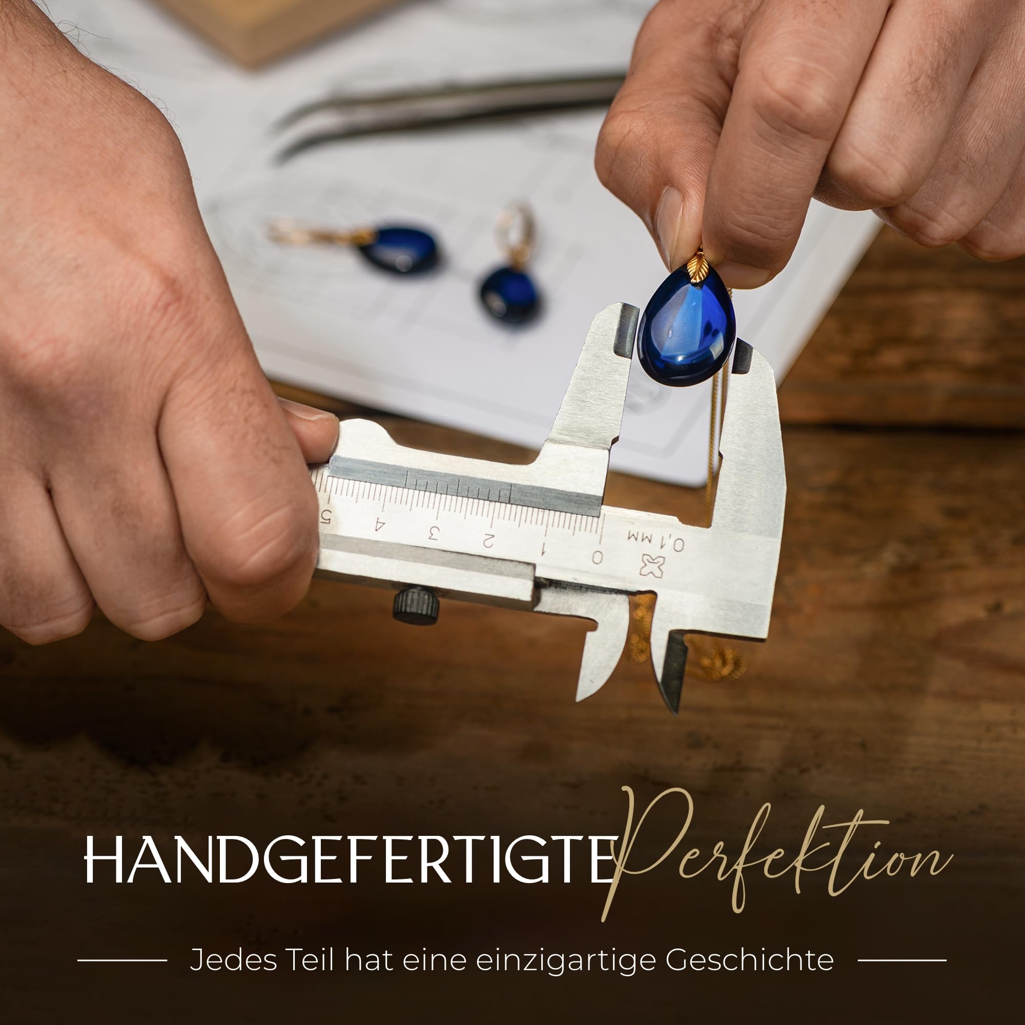 Natürlicher Baltischer Blauer Bernstein Anhänger für Damen | Tropfen Halskette mit vergoldeter Sterling Silber Kette, leichtes 18 Zoll Schmuckgeschenk für den Alltag