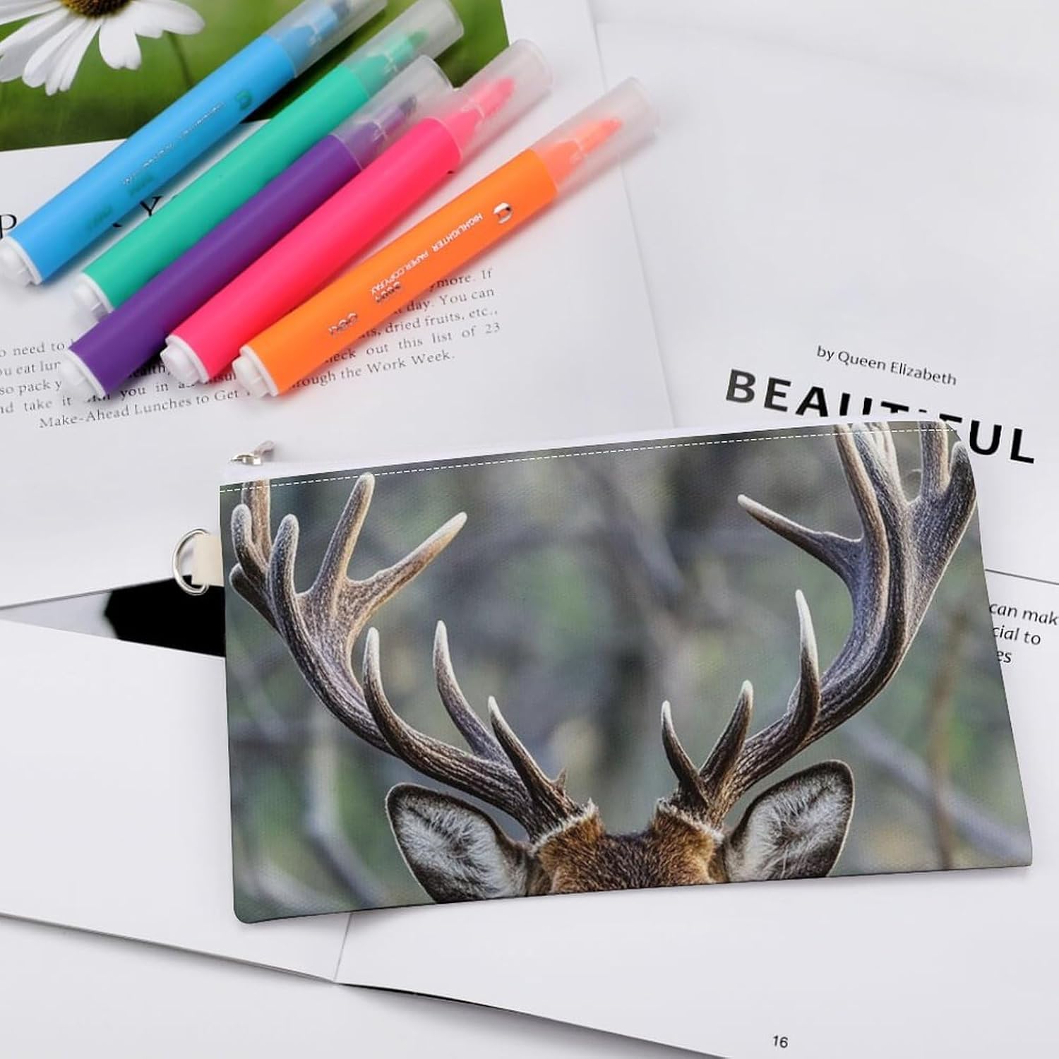 Antlers Coin Purse Coin Pouch with Zipper for Men Women Portable Change Wallet Canvas Coin Bag