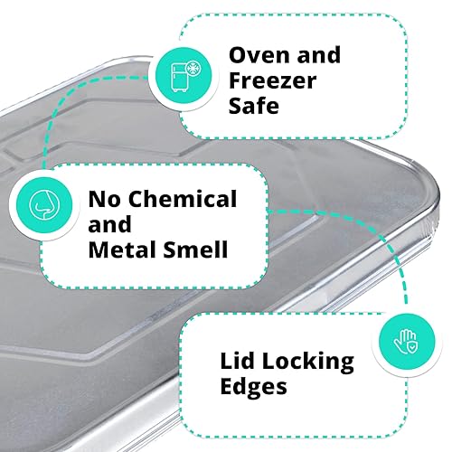 Vista 52 de IDL Packaging Sartenes de aluminio para mesa de vapor de tamaño completo con tapas, profundas, 21 x 13 x 3 pulgadas (paquete de 10) – Sartén