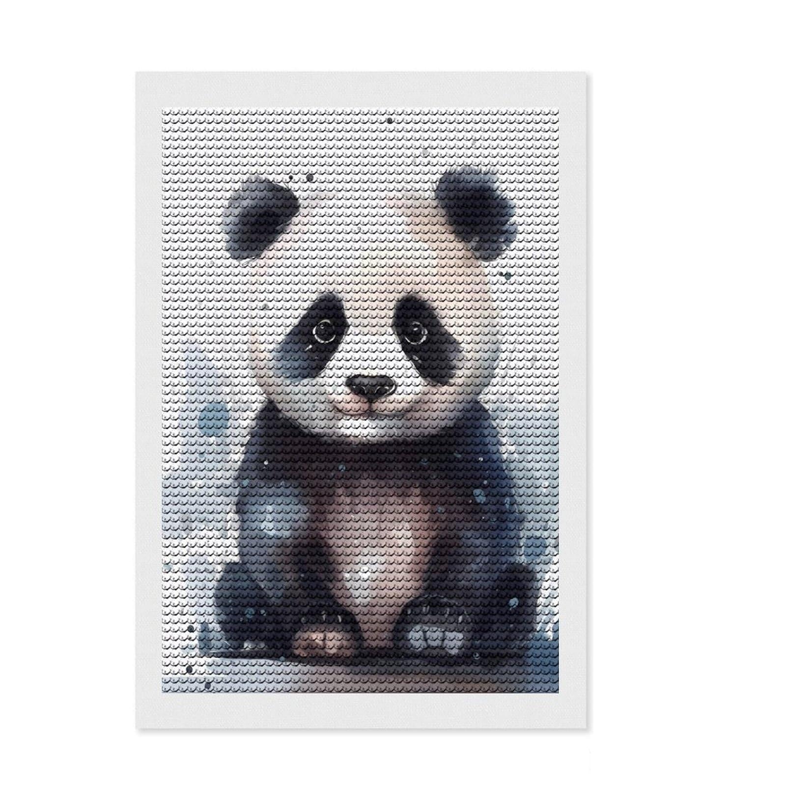Junmoney Panda Watercolor Full Drill Diamond Painting Kit 8"x12", Good for Quiet Evenings, Fun Craft Experience, Living Room Decor, Gift Idea