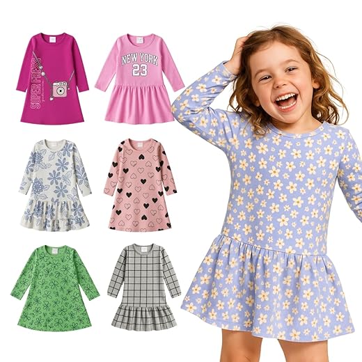 Kit 5 Vestidos Menina De Inverno Infantil 100% Algodão - 02 ao 10 anos