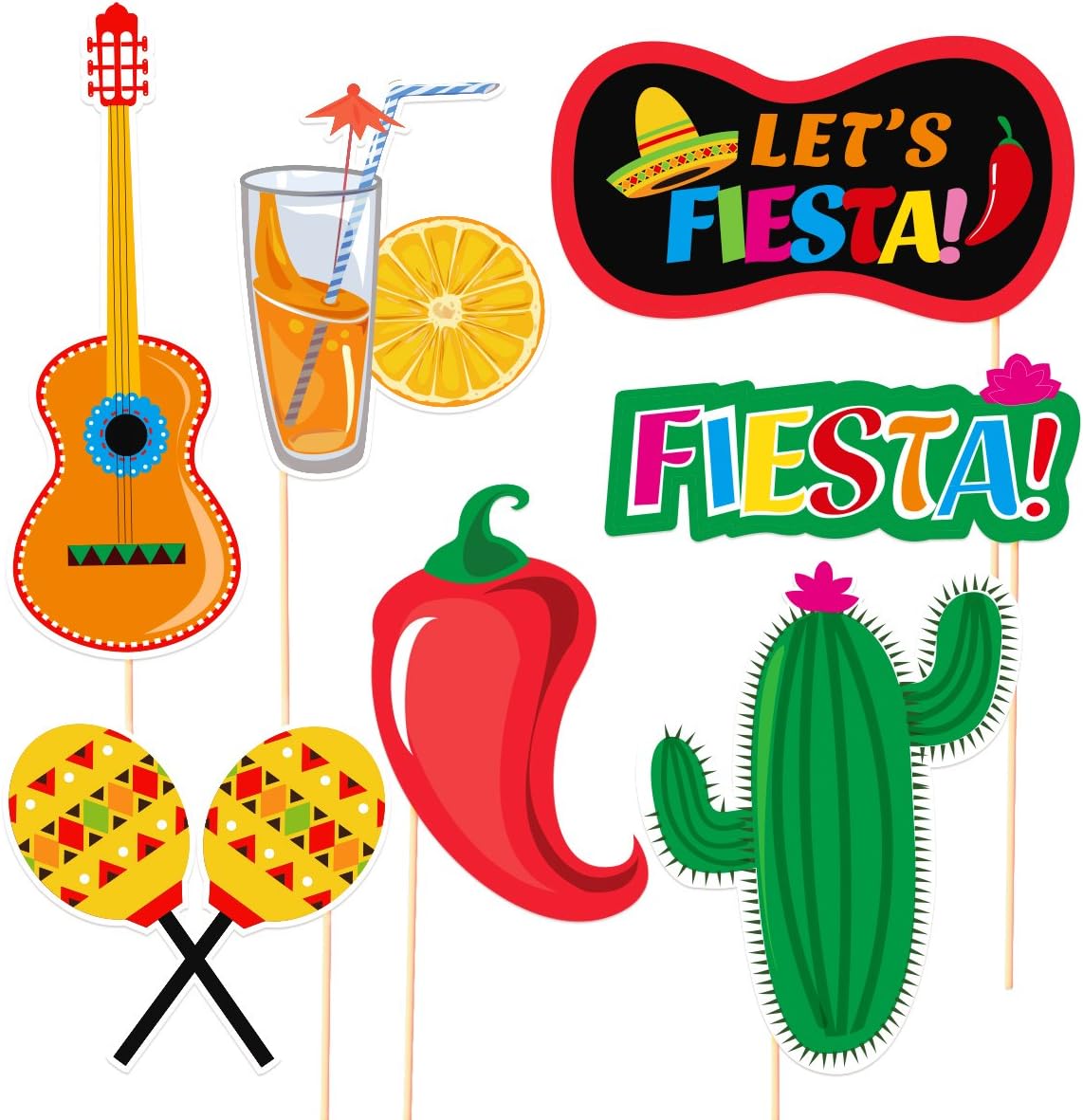 BESTOYARD Mexican Fiesta Photo Booth Props Mexican Fiesta Party Supplies Mexican Carnival Prop for Wedding Birthday Party Favors 20 Pcs : Home & Kitchen
