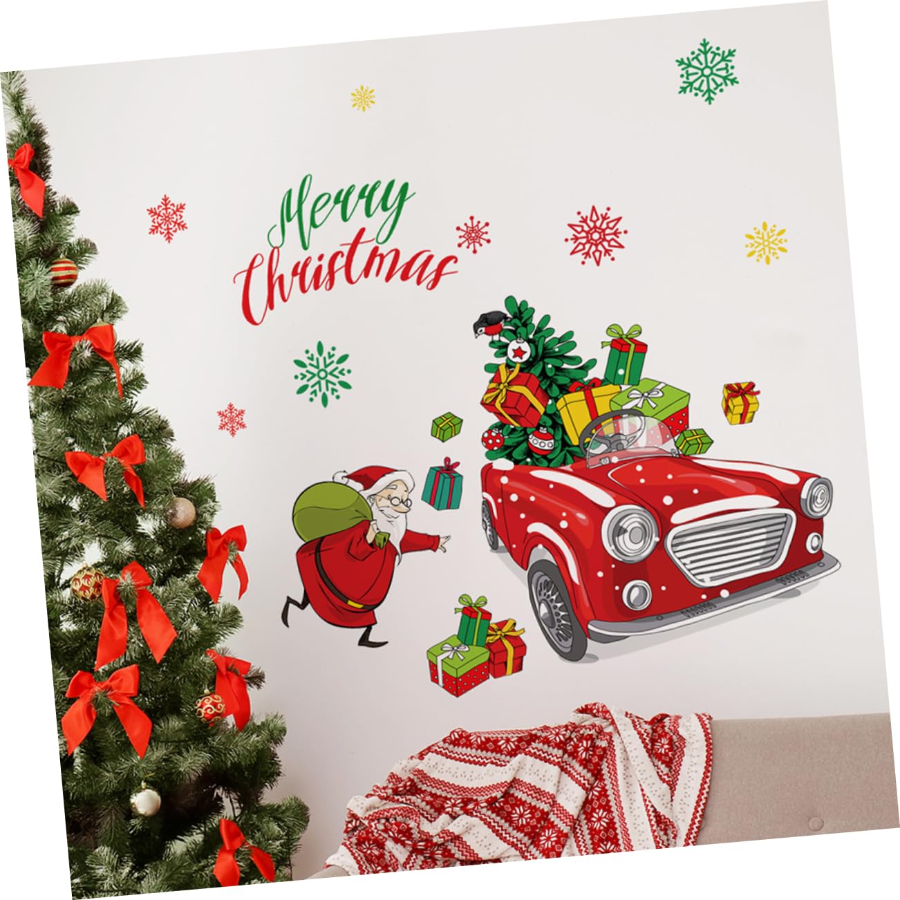 Alipis 4 Set Adesivo murale natalizio decalcomanie di babbo natale adesivo porta natale decorazioni invernali albero adesivo decorazioni natalizie per finestre vetrofanie natalizie