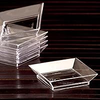 Vista 1 de Efavormart - Paquete de 50 platos de plástico cuadrados transparentes y elegantes de 4 pulgadas, platos de postre desechables