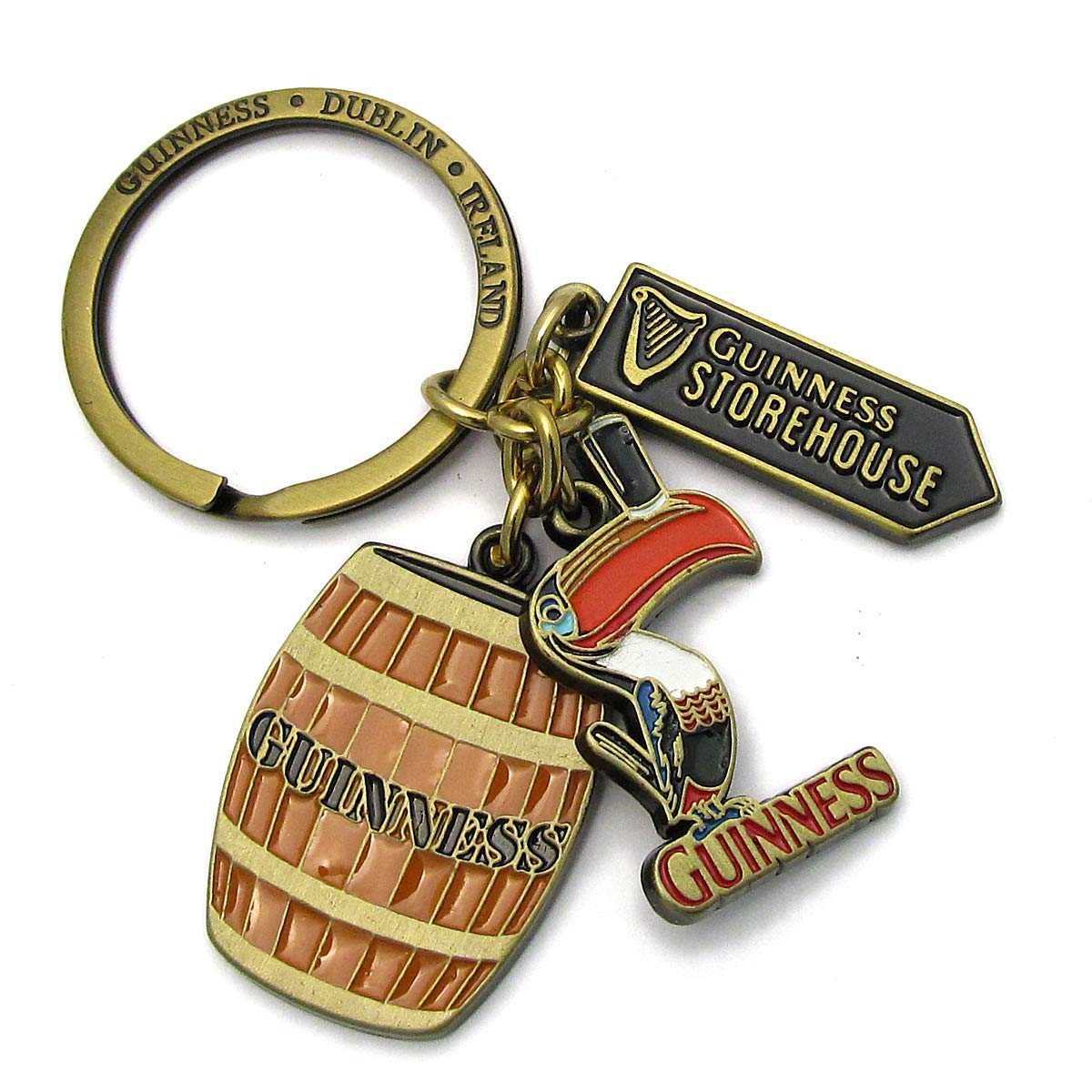 Official Guinness Multi-Charm Keyring With Toucan, Sign And Barrel Charms