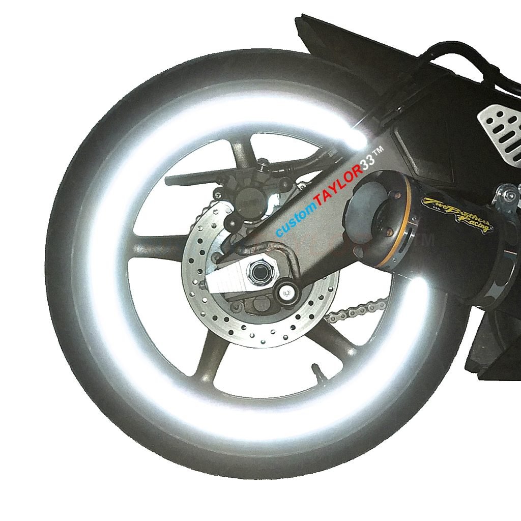 customTAYLOR33(All Vehicles White/Silver/Chrome High Intensity Grade Reflective Copyrighted Safety Rim Tapes (Must Select Your Rim Size), 15"/17" (Combination Rim Size)