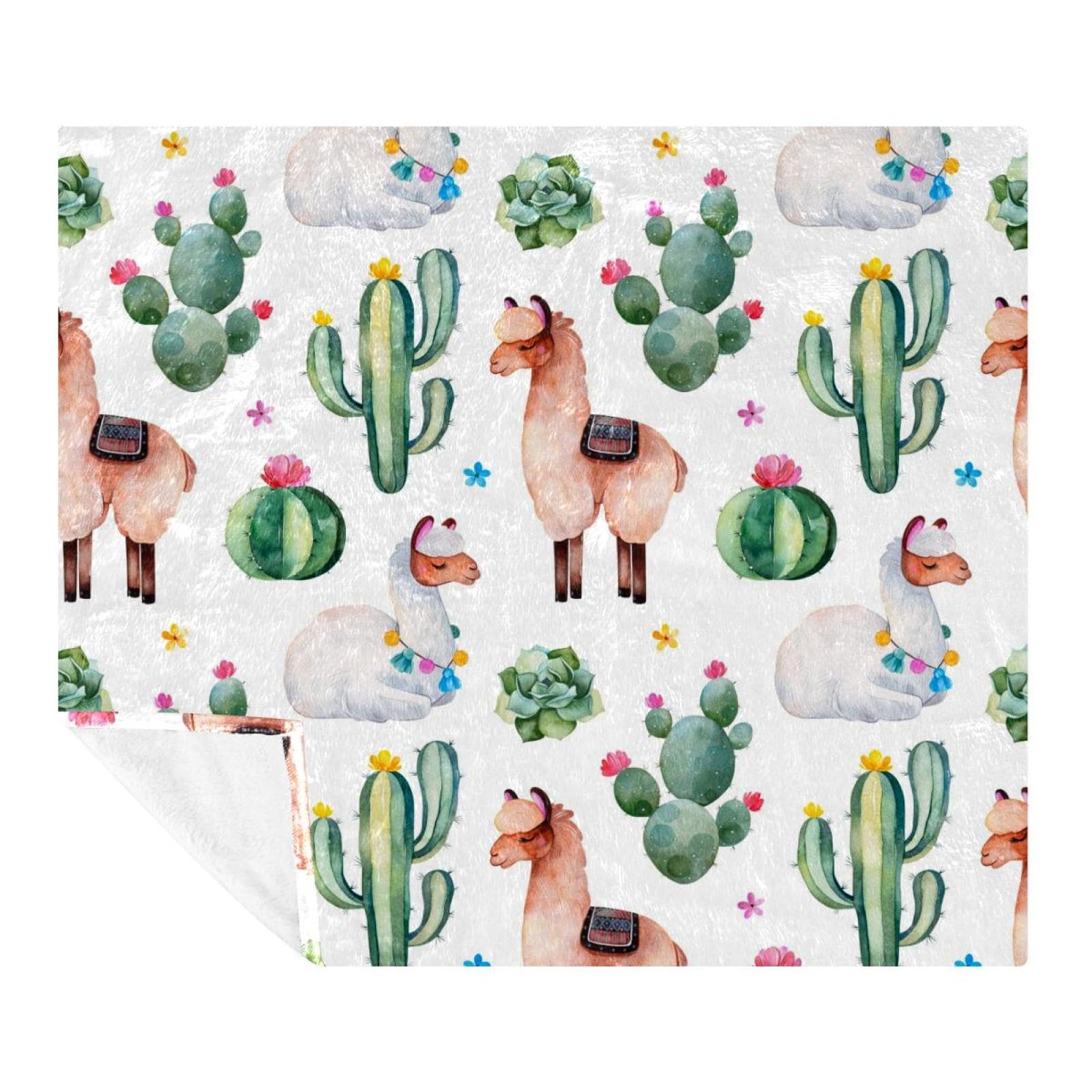 Couverture confortable pour adultes et enfants, plaid polaire vert lama