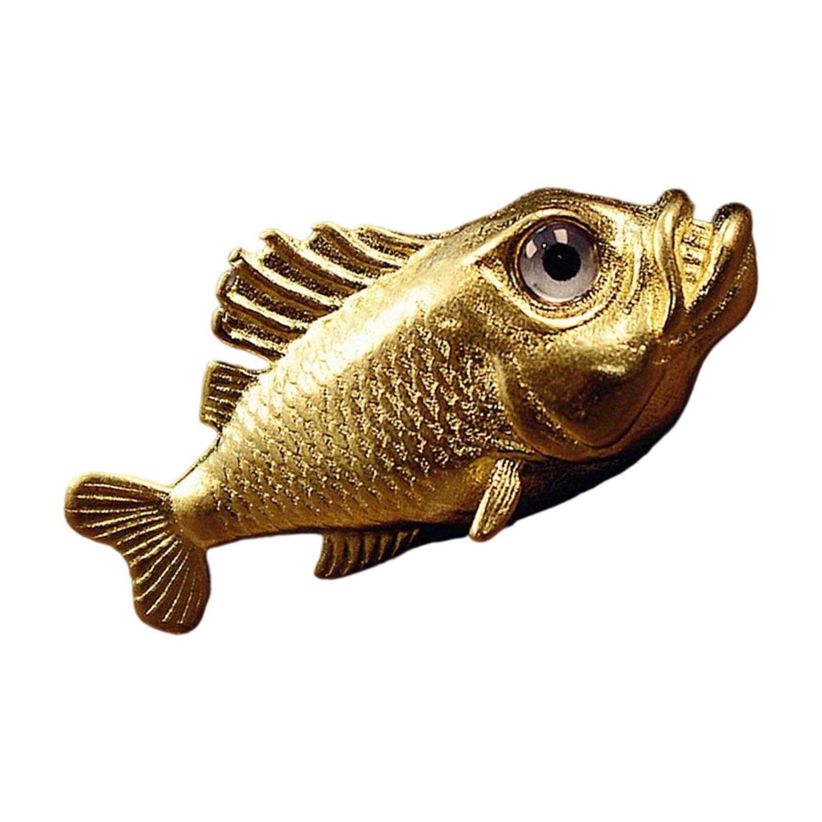 Beimus Gold Retro Copper Fish Sculpture Antique Marine Creature Figurine Collectible Desktop Ornament For Mantel Bookshelf Fish Figurine