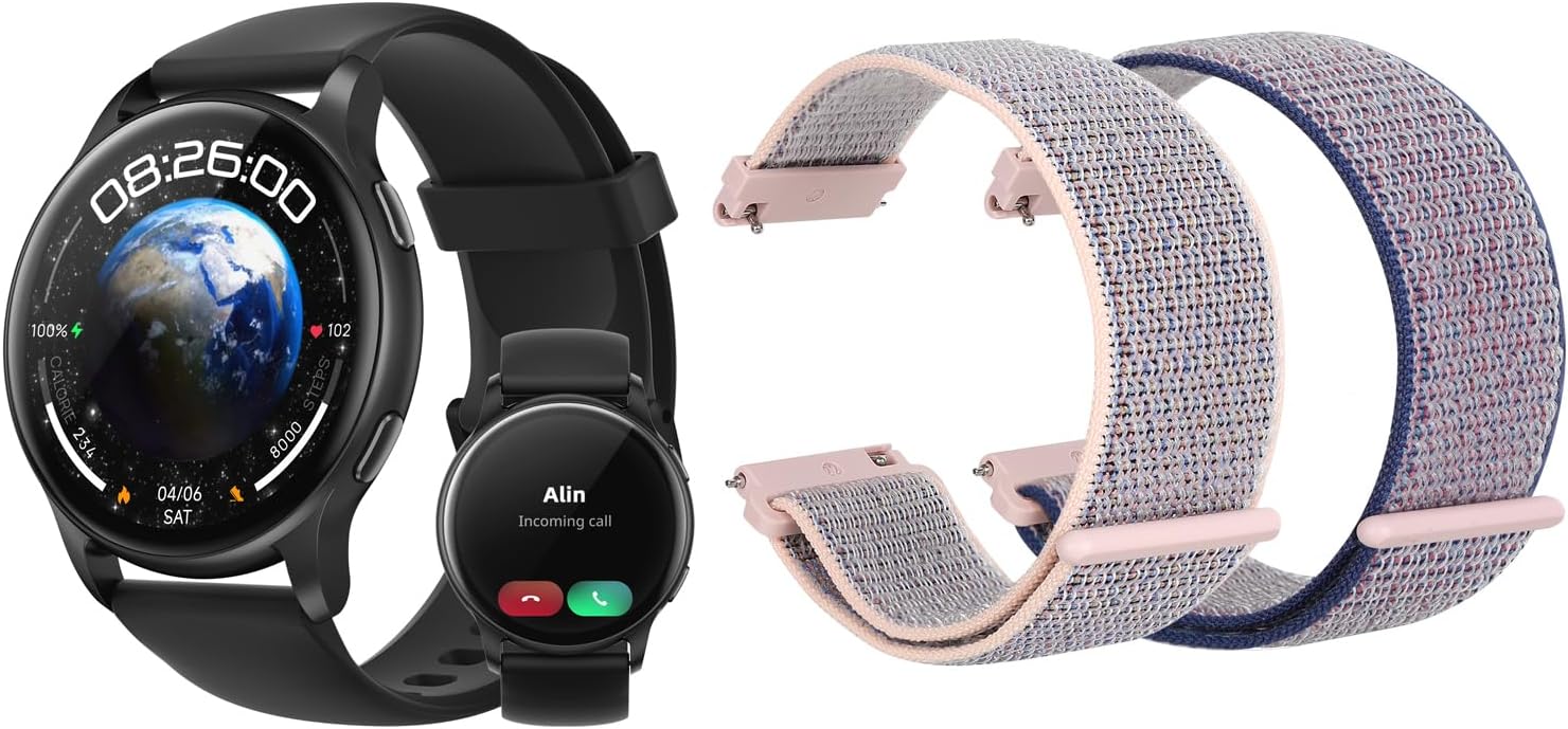 Parsonver PSSW3B Smart Watch with Bluetooth Call Bundle with PSWB1G 22mm Watch Band