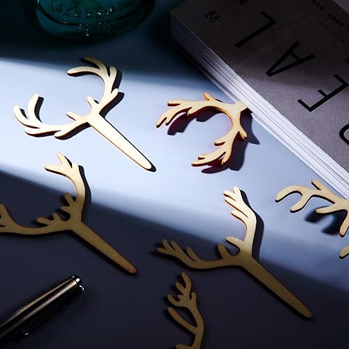 Miniatura 6 de 30 piezas de cornamenta para cupcakes de madera de reno, decoración de pastel de ciervos de Navidad, para baby shower, boda, caza, recuerdos