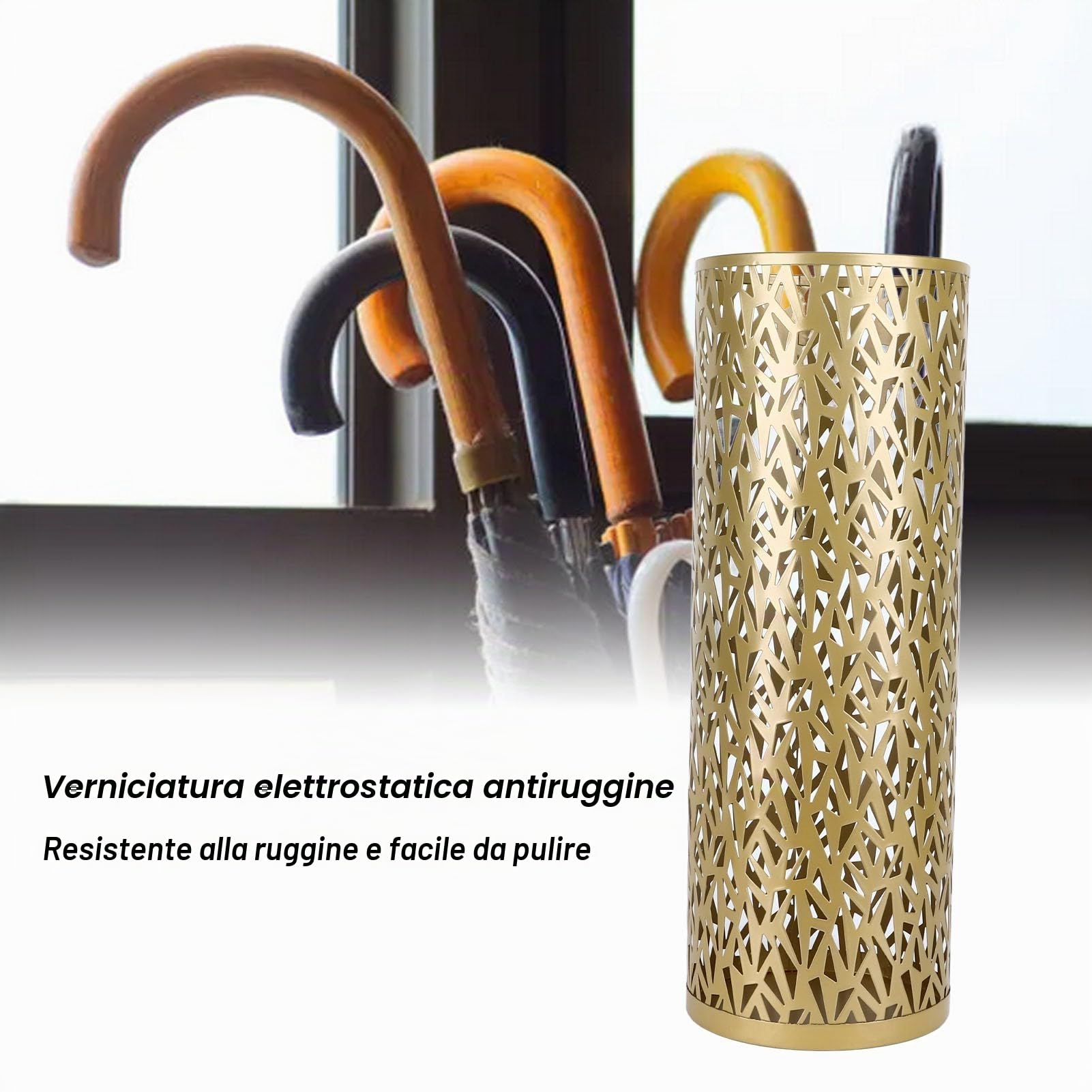 Paragüero para Entrada, Metal Hueco, Redondo, Soporte para Paraguas, Organizador para decoración del hogar, Hotel, Oficina (Small)