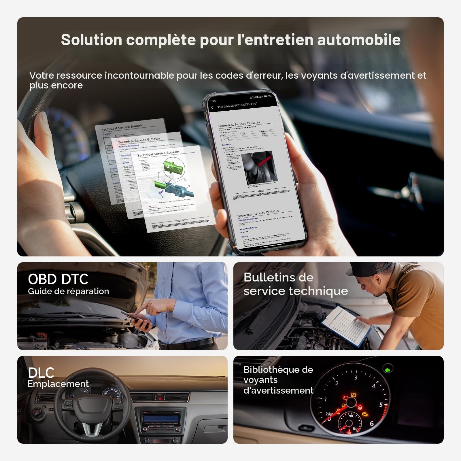 TOPDON Carpal-B OBD2 Bluetooth Scanner, Valise Diagnostic Auto pour Tous systèmes, 6 Services d'entretien, AutoVIN, Contrôle Antipollution, Inspection Moteur, pour iOS et Android